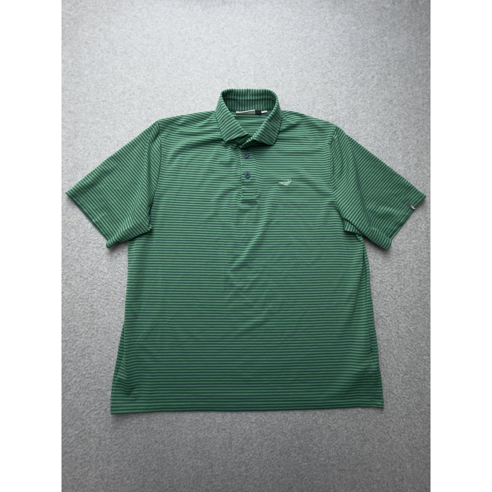 KJUS Polo Shirt Mens‎ XL Green Lee Stripe Golf UPF 30+ Performance Stretch Knit
